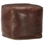vidaXL Poef 40x40x40 cm echt geitenleer donkerbruin, Huis en Inrichting, Banken | Voetenbanken en Poefen, Verzenden, Nieuw