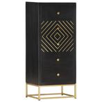 vidaXL Ladekast 45x30x105 cm massief mangohout zwart en, Huis en Inrichting, Kasten | Overige, Verzenden, Nieuw