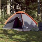 vidaXL Koepeltent 2-persoons waterdicht grijs en oranje, Caravans en Kamperen, Verzenden, Nieuw, Tot en met 2