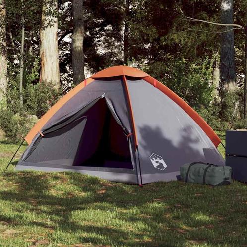 vidaXL Koepeltent 2-persoons waterdicht grijs en oranje, Caravans en Kamperen, Tenten, Nieuw, tot en met 2, Verzenden