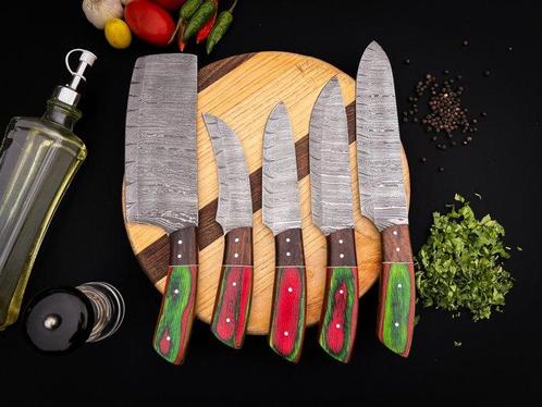 Keukenmes - Multi Pakka hout en mes 15N20 & 1095 gevouwen, Antiek en Kunst, Antiek | Keukenbenodigdheden