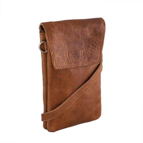 Landley Leren Dames Telefoontasje Phone Wallet Cognac, Sieraden, Tassen en Uiterlijk, Tassen | Schoudertassen, Bruin, Nieuw, Overige merken