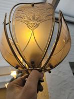 Lamp - Glas, Messing - Vintage Hollywood Regency