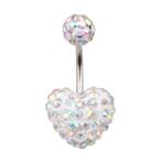 Fako Bijoux - Navelpiercing - Disco Dots Duo - Hart - Wit MC, Verzenden, Nieuw