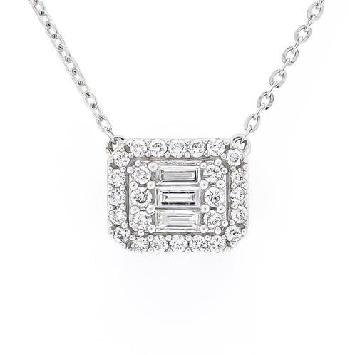 Ketting - 18 karaat Witgoud - 0.22ct. tw. Diamant, Sieraden, Tassen en Uiterlijk, Antieke sieraden
