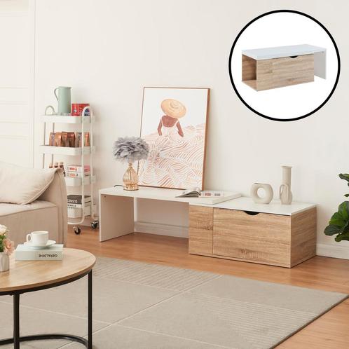 Bijzettafel Österåker 100x47,5x40 cm houtkleurig en wit [en., Huis en Inrichting, Tafels | Bijzettafels, Nieuw, Verzenden