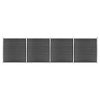vidaXL Schuttingpanelenset 699x186 cm HKC zwart, Verzenden, Nieuw, Kunststof, 1 tot 2 meter