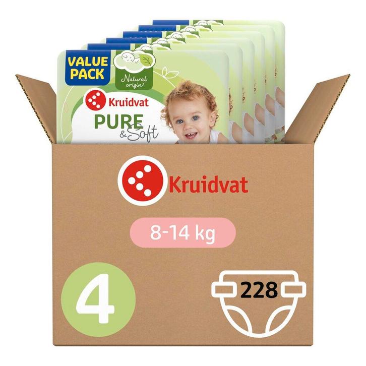 Kruidvat Pure & Soft 4 Maxi Luiers Volumedoos, Kinderen en Baby's, Overige Kinderen en Baby's, Nieuw, Verzenden