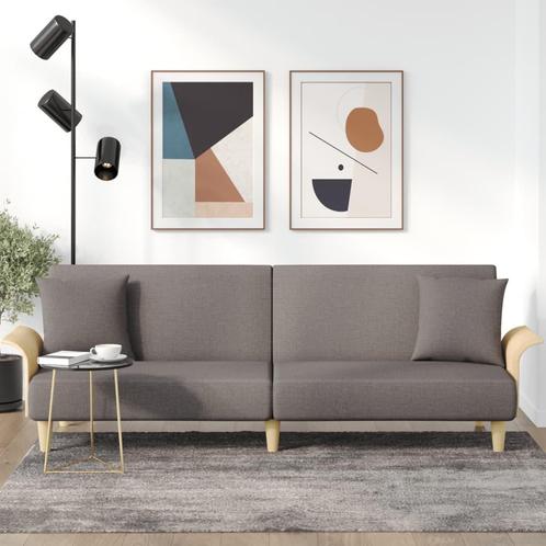 vidaXL Slaapbank met armleuningen stof taupe, Huis en Inrichting, Banken | Bankstellen, Nieuw, 200 tot 250 cm, Stof, Verzenden