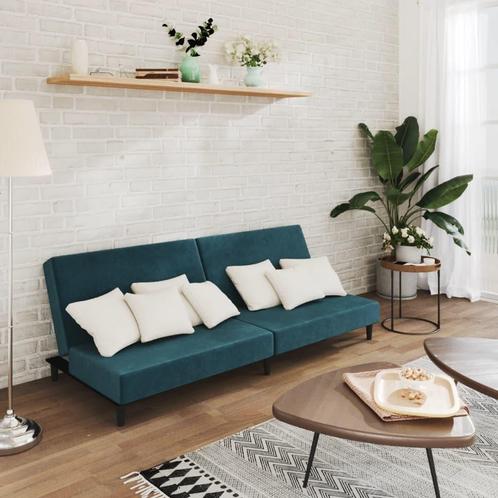 vidaXL Slaapbank 2-zits fluweel blauw, Huis en Inrichting, Banken | Bankstellen, Nieuw, Stof, Tweepersoons, Verzenden