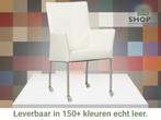 Leren eetkamerstoel Comfort met wieltjes en armleuning -, Huis en Inrichting, Stoelen, Overige kleuren, Nieuw, Leer, Ophalen of Verzenden