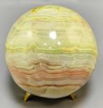 Gestreepte Onyx Natuurlijke Minerale Steen Bol - Hoogte: 100, Verzamelen, Mineralen en Fossielen