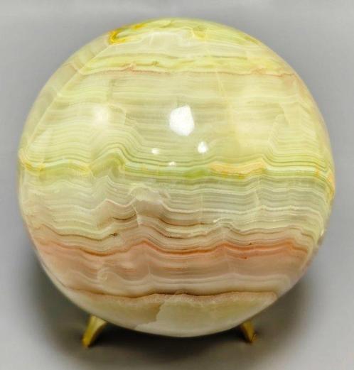Gestreepte Onyx Natuurlijke Minerale Steen Bol - Hoogte: 100, Verzamelen, Mineralen en Fossielen