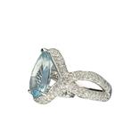 Ring - 18 karaat Witgoud Diamant (Natuurlijk) - Topaas, Sieraden, Tassen en Uiterlijk, Ringen, Nieuw