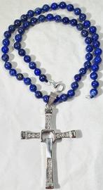 Lapis lazuli NATUURLIJK en Kruis met zirconias - PRIMEUR