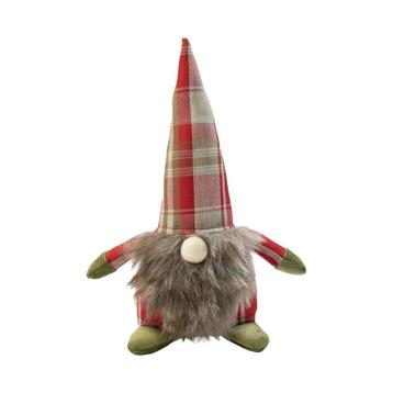 Deurstopper gnome Kerst ruit rood 10x10x22cm beschikbaar voor biedingen