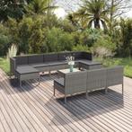 vidaXL 11-delige Loungeset met kussens poly rattan grijs, Verzenden, Nieuw, Rotan, Loungeset