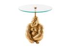 Ronde bijzettafel KONG 50cm goudkleurig metalen glazen, Huis en Inrichting, Tafels | Sidetables, Ophalen of Verzenden, Nieuw