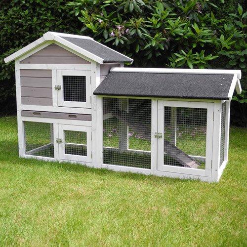 Konijnenhok Avoriaz Wit/Bruin Dennenhout Afmeting:, Dieren en Toebehoren, Knaagdieren en Konijnen | Hokken en Kooien, Verzenden