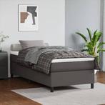 vidaXL Boxspring bed kunstleer grijs 100x200 cm, Huis en Inrichting, Overige materialen, 100 cm, Eenpersoons, Verzenden