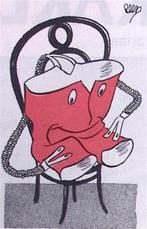 Rode broek met gezicht op spotprent (lijst optie, Lithos), Verzenden