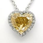 4.26 Carat Fancy Intense Yellow and White Diamonds Heart