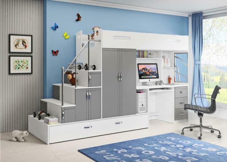 Hoogslapers met Kast, Bank en Bureau vele Modellen en Acties, Huis en Inrichting, Slaapkamer | Stapelbedden en Hoogslapers, 90 cm