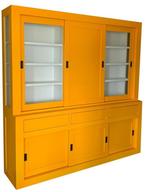 Buffetkast meloengeel Schagen 220cm dichte middendeur, Ophalen of Verzenden, Nieuw