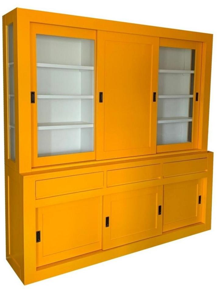 Buffetkast meloengeel Schagen 220cm dichte middendeur, Huis en Inrichting, Kasten | Buffetkasten, Ophalen of Verzenden