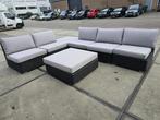 Showroommodel Manjavico hoek loungeset 7-delig zwart wicker, Tuin en Terras, Ophalen of Verzenden, Nieuw