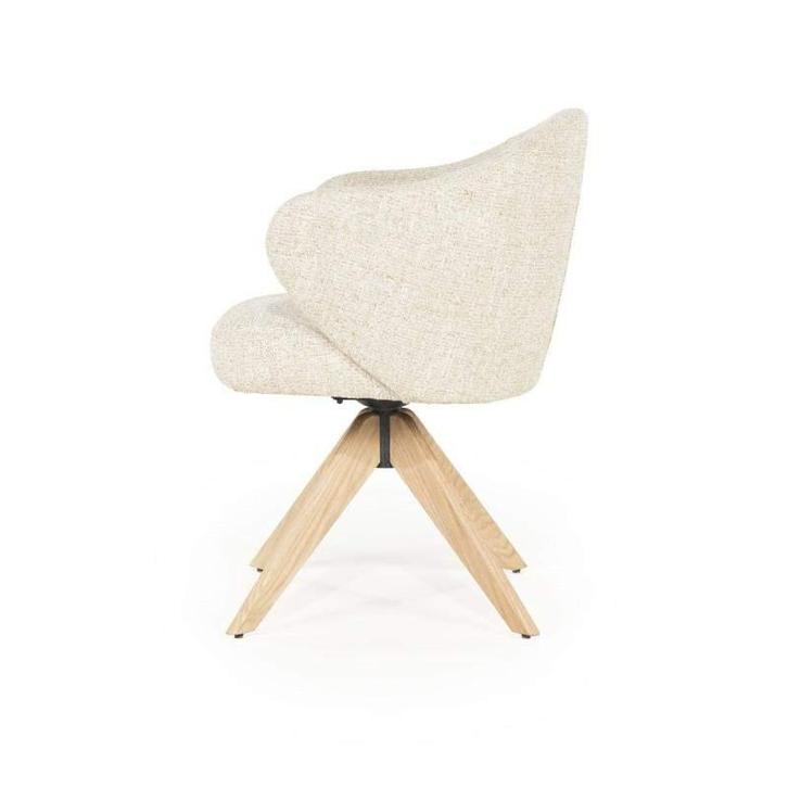 Stoel Connor Naturel - Beige Donna - 96344 - eetkamerstoelen, Huis en Inrichting, Stoelen, Nieuw, Stof