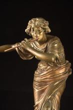 Paul Philippe (1870–1930) - sculptuur, Fluitspelende vrouw -, Antiek en Kunst, Antiek | Keramiek en Aardewerk