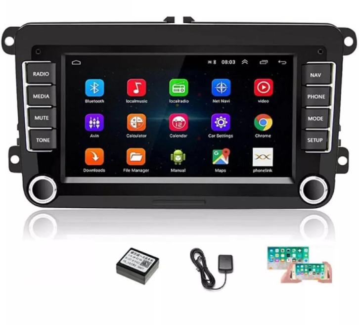 7 inch android, carplay, navigatie radio, navigatie VW Polo, Auto diversen, Autoradio's, Nieuw, Ophalen of Verzenden