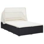 vidaXL Ligbed met kussen 2-persoons poly rattan zwart, Tuin en Terras, Verzenden, Nieuw