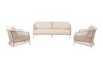 Puccini stoel-bank loungeset - 3-delig | KORTING, Tuin en Terras, Tuinsets en Loungesets, Verzenden, Nieuw, Rvs, Loungeset