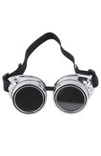 Goggles Steampunk Bril Zilver Chroom Montuur Zonnebril Glaze, Ophalen of Verzenden, Nieuw, Feestartikel, Carnaval