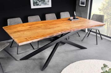 Massief houten eettafel MAMMUT 200 cm acacia zwart metalen beschikbaar voor biedingen