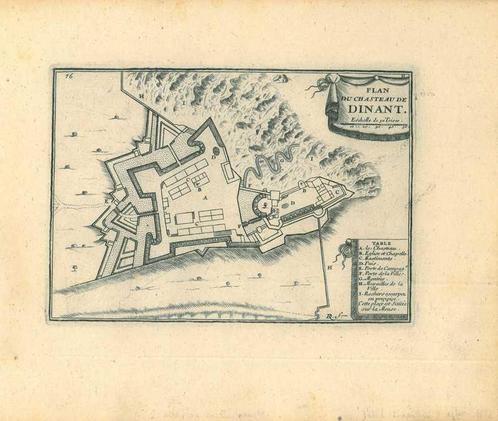 Stadsplattegrond van Dinant, Antiek en Kunst, Kunst | Etsen en Gravures