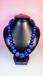 Blauwe Lapis Lazuli ketting ronde kralen - Hoogte: 52 cm -, Nieuw