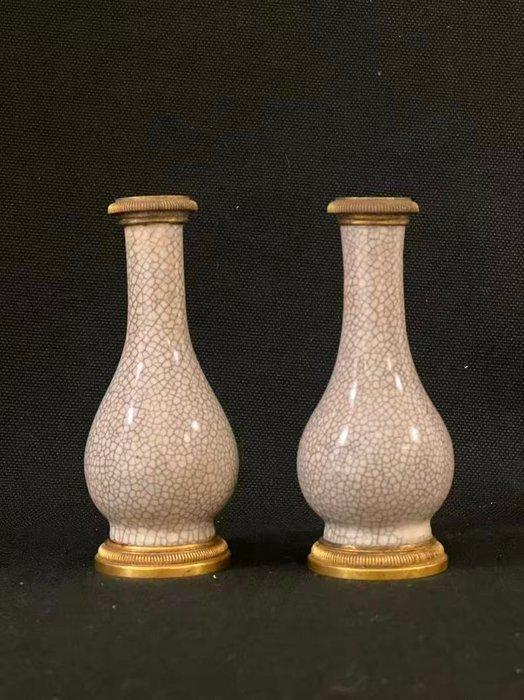 Set van Qing-dynastie Ge glazuur kleine amfora vazen. - Qing, Antiek en Kunst, Antiek | Overige Antiek