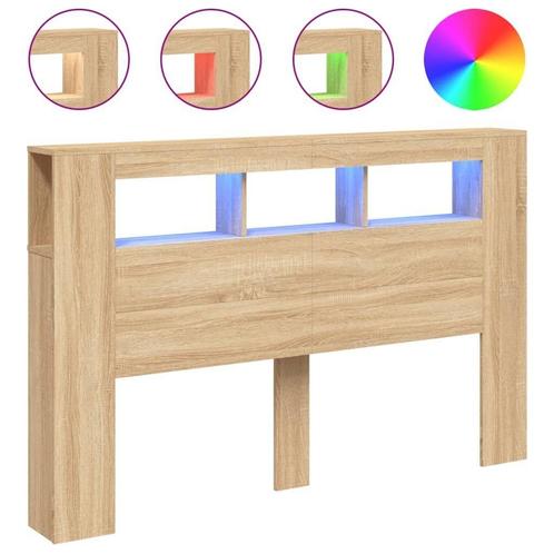 Hoofdbord LED 160cm Sonoma Eiken | Retourdeal | 47% Korting, Huis en Inrichting, Slaapkamer | Bedden, 160 cm, Bruin, Nieuw, Hout