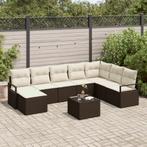 vidaXL 8-delige loungebank set met kussens grijs poly rattan, Tuin en Terras, Tuinsets en Loungesets, Verzenden, Nieuw, Hout, Loungeset