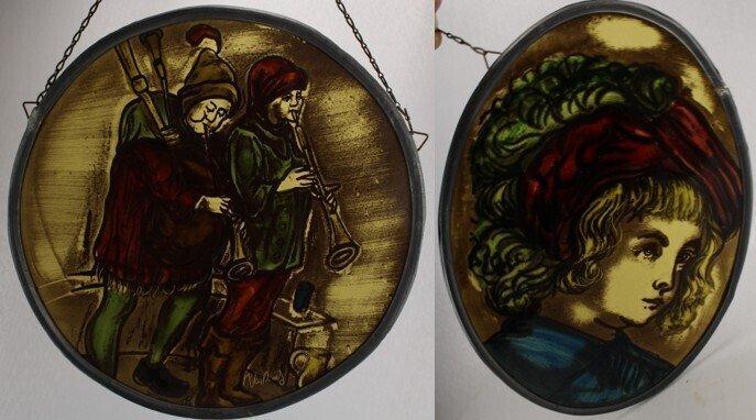 Glas-in-loodraam (2) - 1960-1970, Antiek en Kunst, Curiosa en Brocante