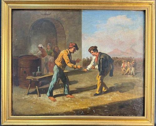 Italiaanse school (XIX) - Scena popolana napoletana, Antiek en Kunst, Kunst | Schilderijen | Klassiek