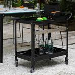 Serveerwagen Bard metalen outdoor trolley zwart casa.pro, Huis en Inrichting, Keuken | Keukenbenodigdheden, Verzenden, Nieuw
