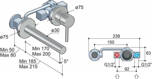 Wastafelmengkraan Hotbath Buddy Inbouw 3+3 Inbouwsysteem, Doe-het-zelf en Verbouw, Sanitair, Ophalen of Verzenden