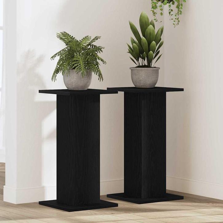 vidaXL Luidspreker standaards met plank Zwart eiken Bewerkt, Tuin en Terras, Overige Tuin en Terras, Nieuw, Verzenden