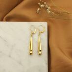 Vintage gouden pegel oorbellen (gouden oorhangers, geelgoud), Ophalen of Verzenden, Gebruikt, Overige kleuren, Goud
