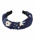 Haarband Diadeem Knoop Bloemen Print Blauw, Verzenden, Nieuw