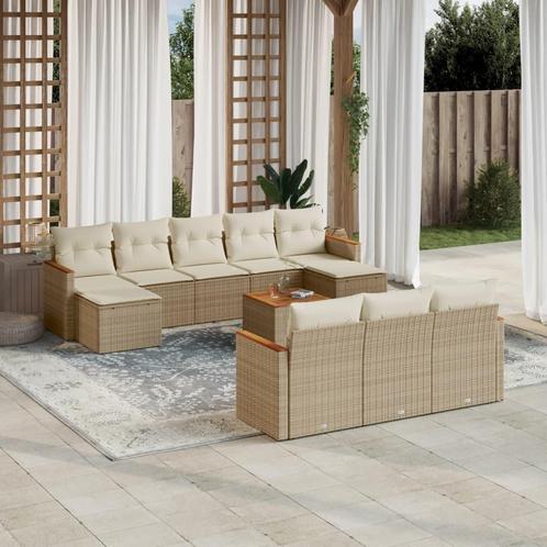vidaXL 11-delige Tuinset met kussens poly rattan beige, Tuin en Terras, Tuinsets en Loungesets, Tuinset, Nieuw, Rotan, Verzenden